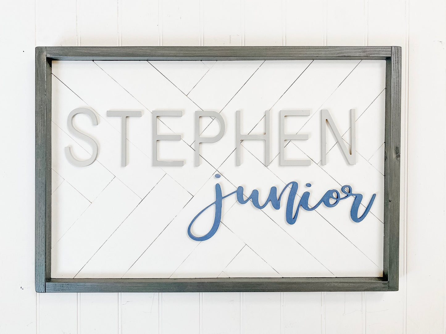 3D Herringbone Nursery Name Sign