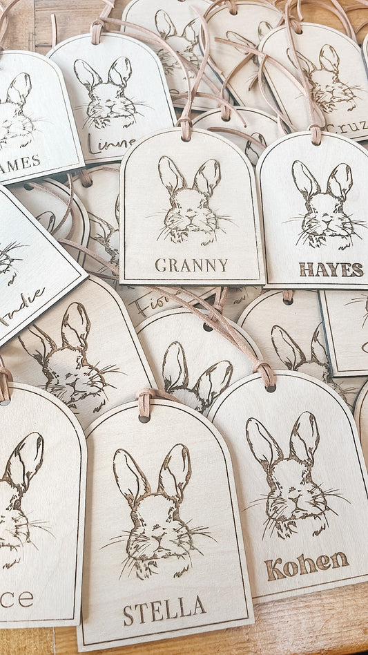 Easter Basket Tags Bunny Laser Engraved