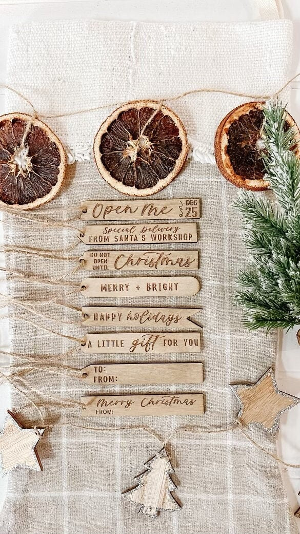 Wooden Christmas Tags Set of 8